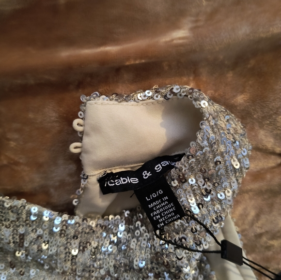 Cable and Gauge sequined sleeveless top, sz Lg - Picture 3 of 10